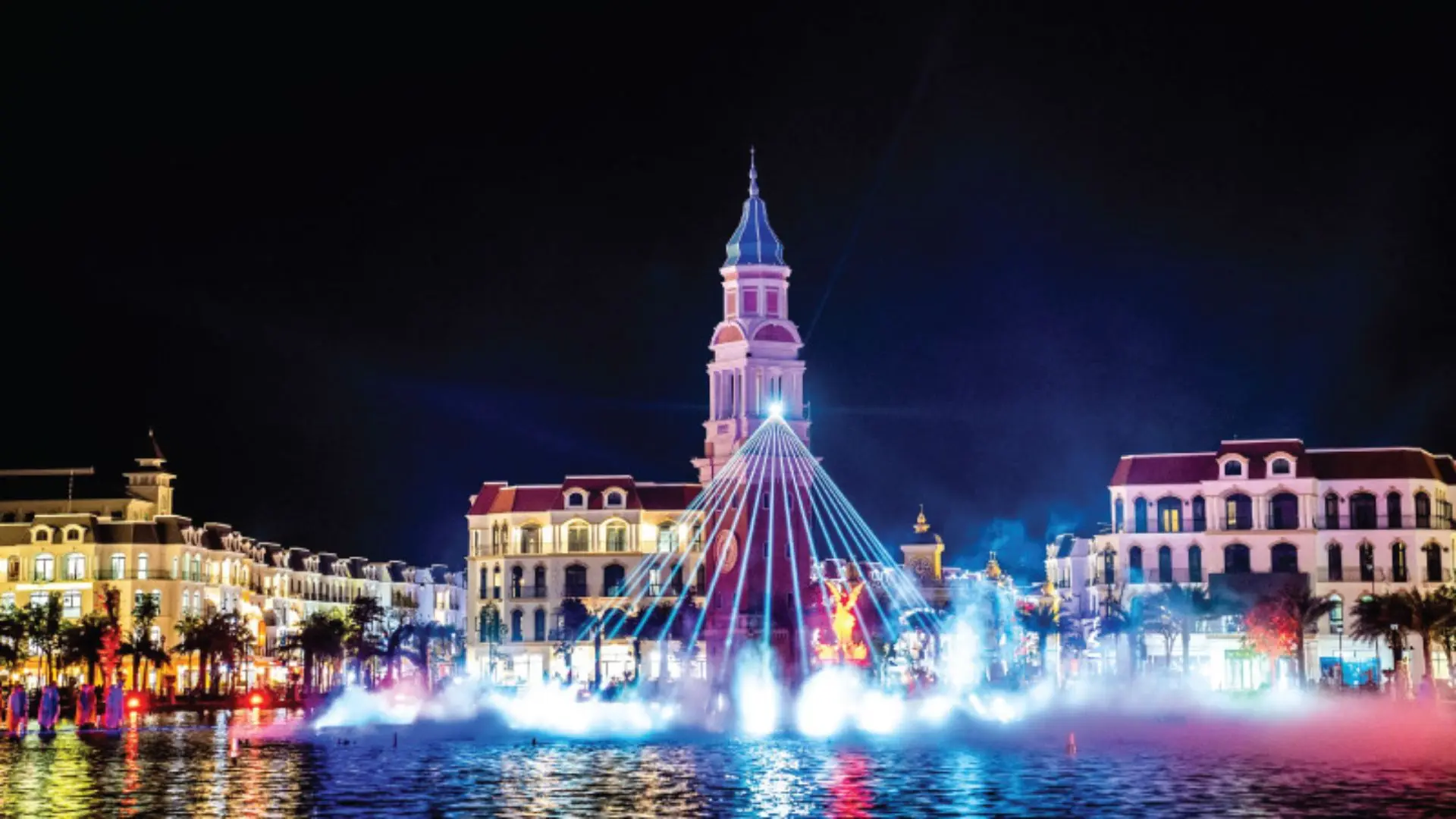 Biểu diễn nhạc nước Grand World Phú Quốc lung linh sắc màu ban đêm