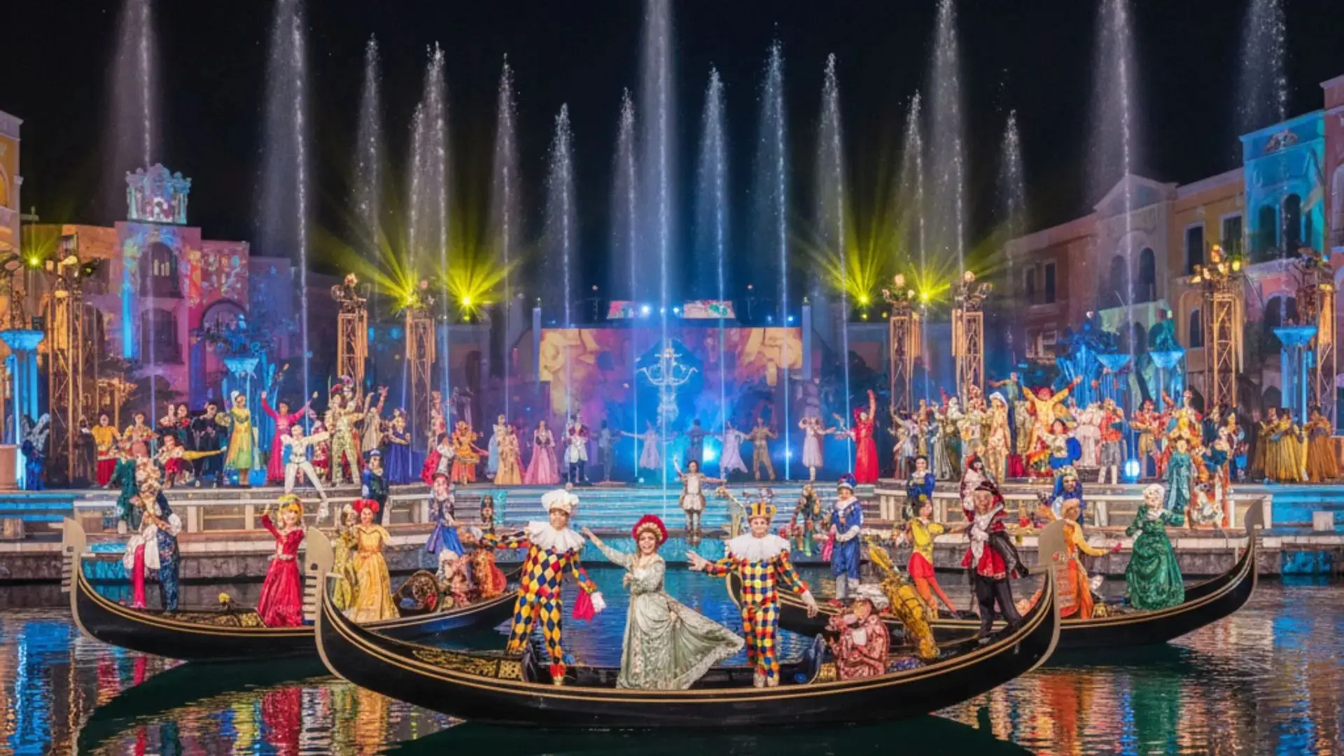 Sân khấu nhạc nước hoành tráng và ánh sáng lung linh tại Grand World Phú Quốc