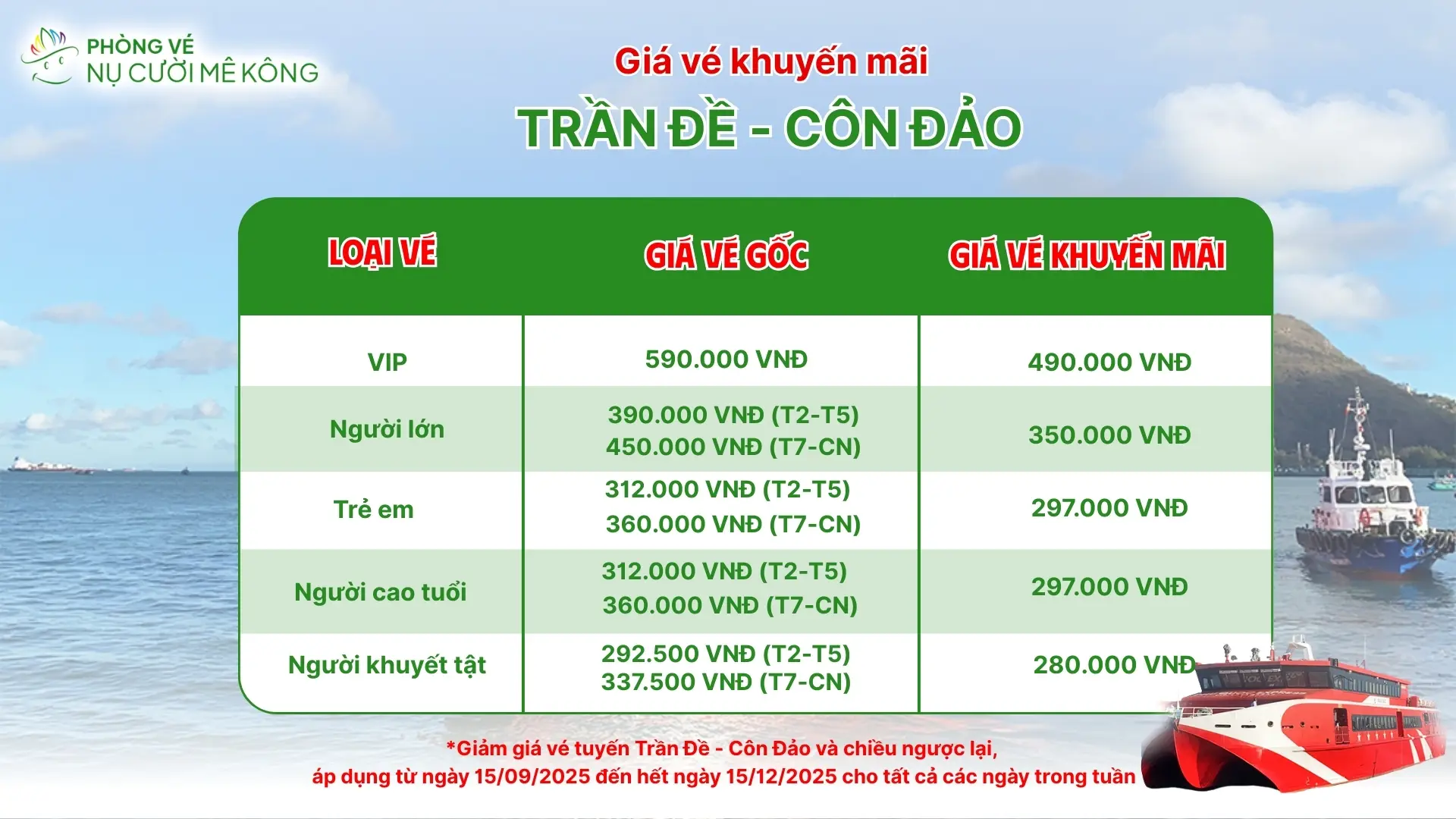 Khuyến mãi vé tàu Trần Đề Côn Đảo