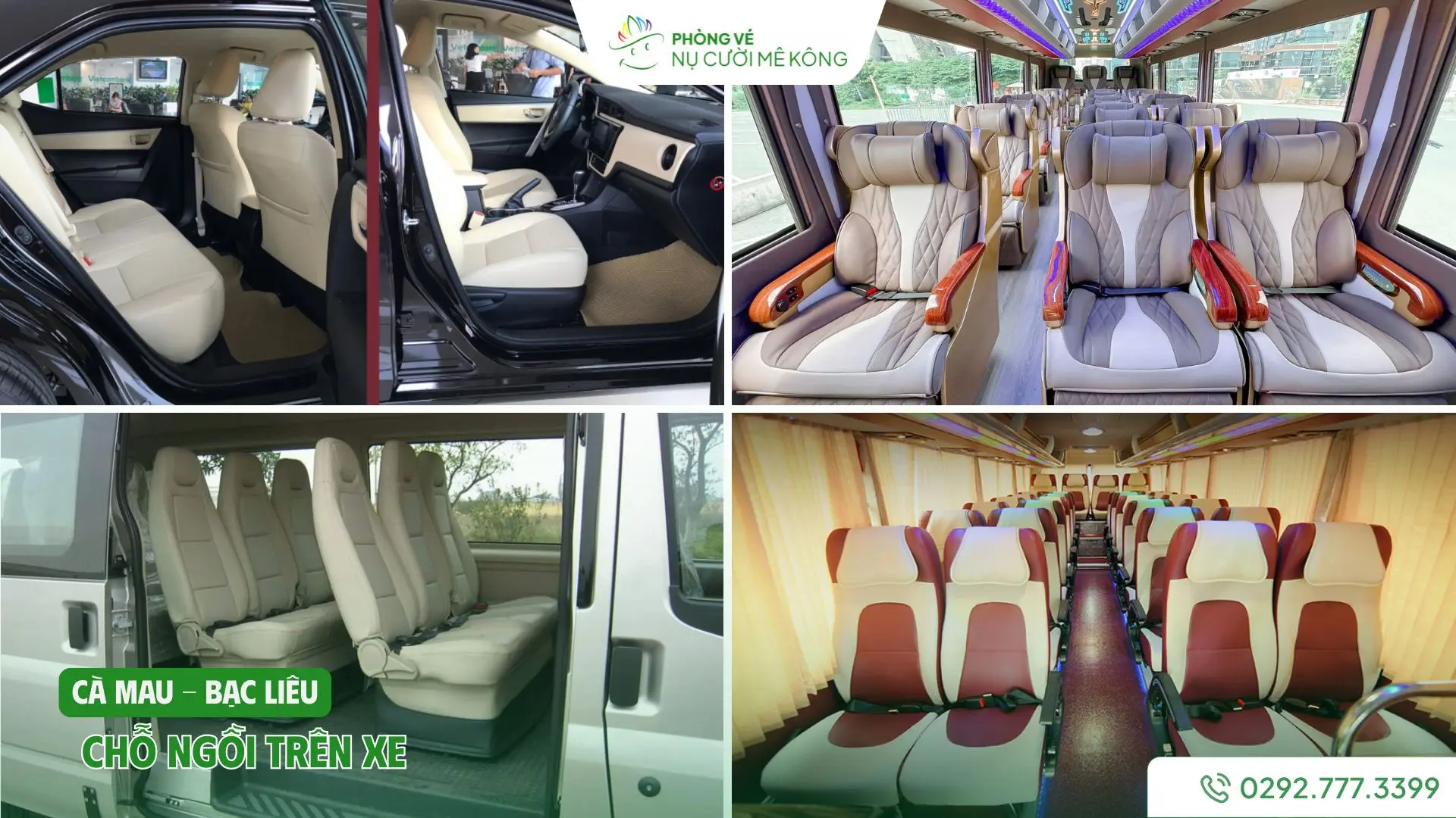 Khoang nội thất xe du lịch Cà Mau đi Bạc Liêu tại Vere